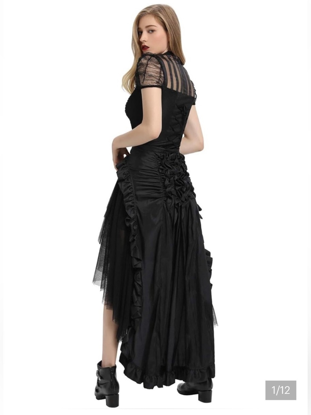 Belle Poque Gothic Steampunk 2-Way Ruffle Cape & Bustle Wrap Skirt